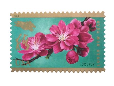100 Pink Blossom Forever Postage Stamps Pink Flowering Tree Branch Stamps Teal Spring Peach Tree Blossom Stamps For Mailing